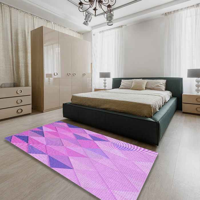 Patterned Violet Purple Rug in a Bedroom, pat454pur