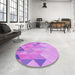 Round Patterned Violet Purple Rug in a Office, pat454pur