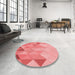 Round Patterned Light Salmon Pink Rug in a Office, pat454rd