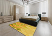 Patterned Deep Yellow Rug in a Bedroom, pat454yw