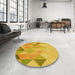 Round Patterned Deep Yellow Rug in a Office, pat454yw