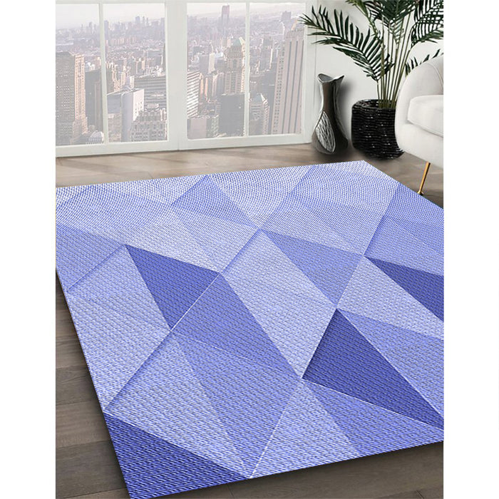Patterned Light Slate Blue Rug in Family Room, pat455blu