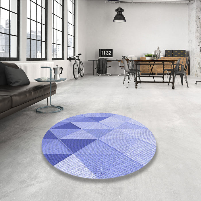 Round Patterned Light Slate Blue Rug in a Office, pat455blu