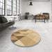 Round Patterned Cinnamon Brown Rug in a Office, pat455brn