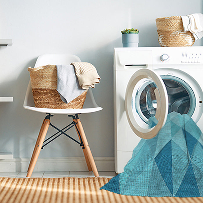 Machine Washable Transitional Dark Turquoise Green Rug in a Washing Machine, wshpat455lblu