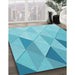 Machine Washable Transitional Dark Turquoise Green Rug in a Family Room, wshpat455lblu