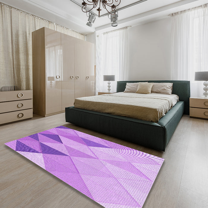 Patterned Pastel Purple Pink Rug in a Bedroom, pat455pur