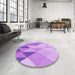 Round Patterned Pastel Purple Pink Rug in a Office, pat455pur