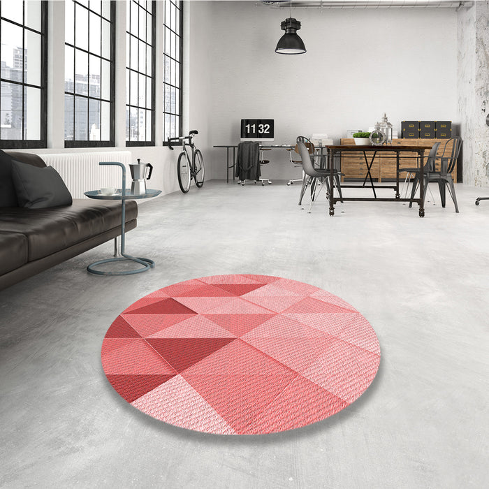 Round Patterned Pastel Pink Rug in a Office, pat455rd