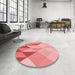 Round Patterned Pastel Pink Rug in a Office, pat455rd