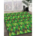 Machine Washable Transitional Seaweed Green Rug in a Family Room, wshpat456grn