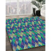 Machine Washable Transitional Mint Green Rug in a Family Room, wshpat456lblu
