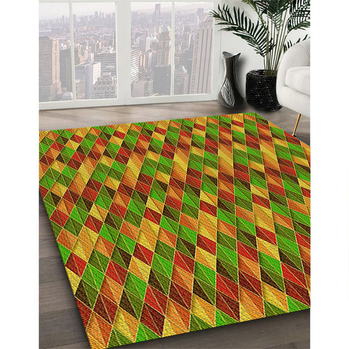 Patterned Pistachio Green Rug in Family Room, pat456yw