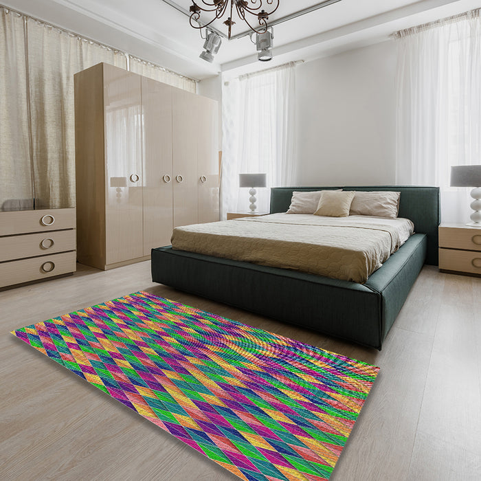 Machine Washable Transitional Green Rug in a Bedroom, wshpat456