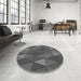 Round Patterned Platinum Gray Rug in a Office, pat457gry