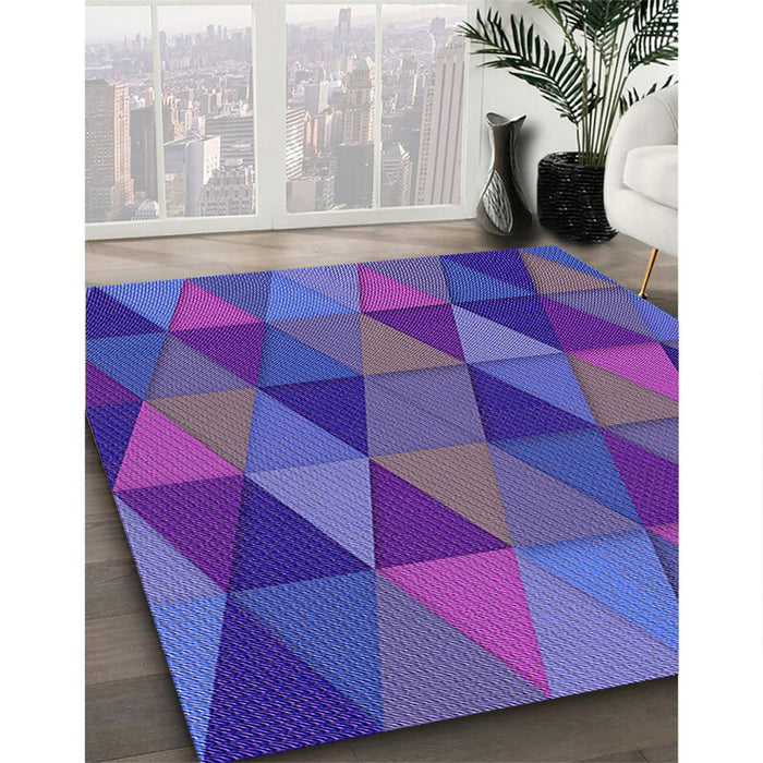 Patterned Blue Violet Purple Rug in Family Room, pat457pur