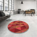 Round Patterned Red Rug in a Office, pat457rd