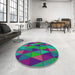 Round Patterned Bright Purple Novelty Rug in a Office, pat457