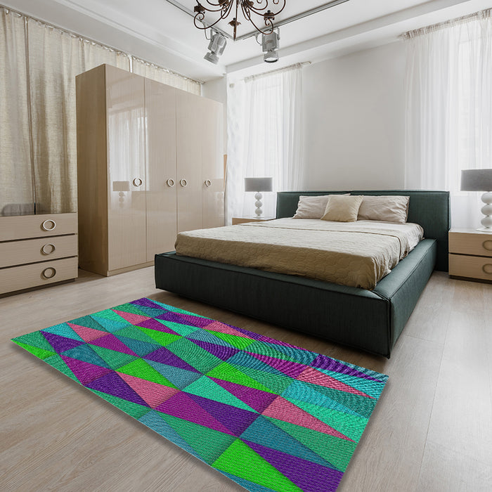 Patterned Bright Purple Novelty Rug in a Bedroom, pat457