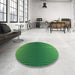 Round Patterned Deep Emerald Green Rug in a Office, pat458grn