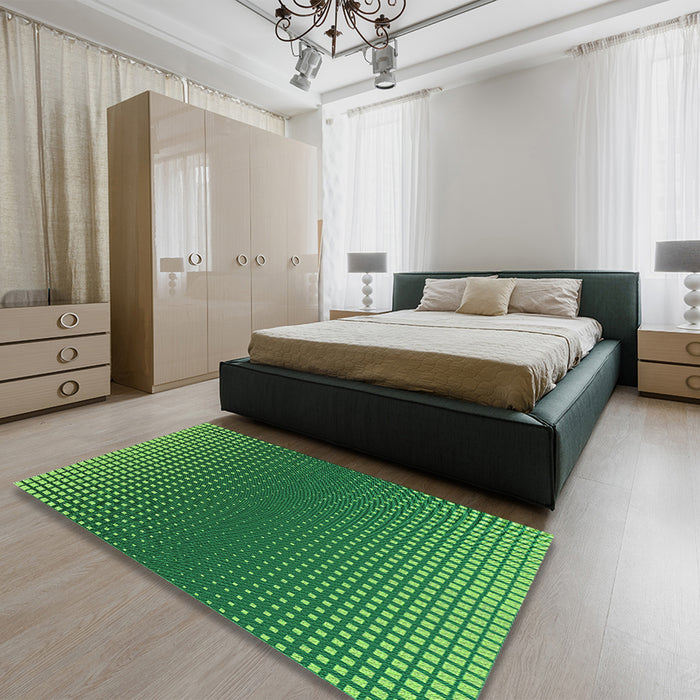 Patterned Deep Emerald Green Rug in a Bedroom, pat458grn