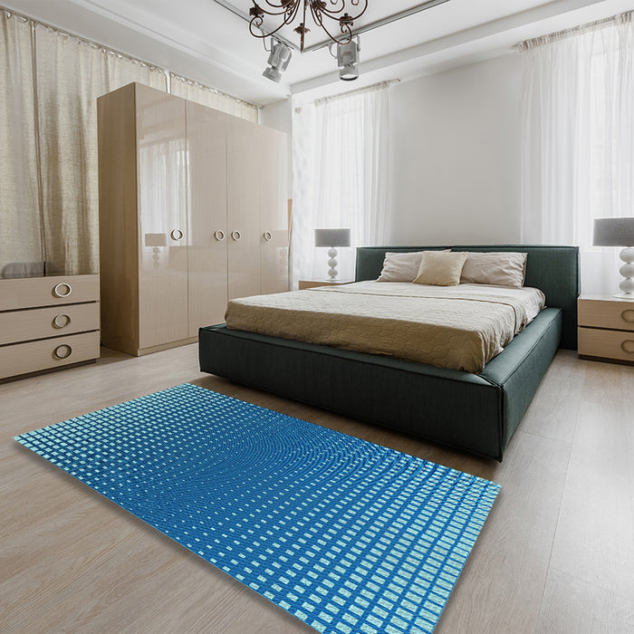 Round Machine Washable Transitional Blue Rug in a Office, wshpat458lblu