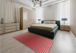 Patterned Red Rug in a Bedroom, pat458rd