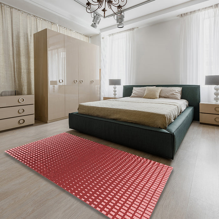 Patterned Red Rug in a Bedroom, pat458rd