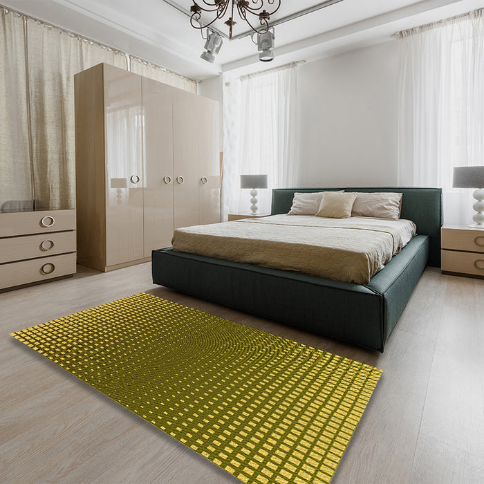 Patterned Brown Rug in a Bedroom, pat458yw