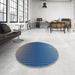 Round Machine Washable Transitional Lapis Blue Rug in a Office, wshpat458