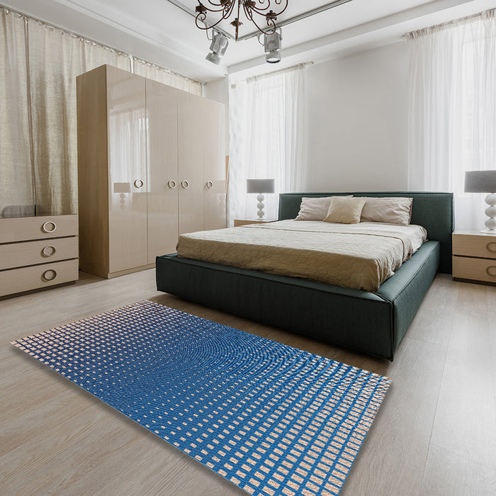 Patterned Blue Novelty Rug in a Bedroom, pat458