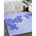 Patterned Light Slate Blue Rug in Family Room, pat459blu