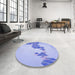 Round Patterned Light Slate Blue Rug in a Office, pat459blu