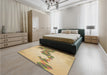 Patterned Bronze Brown Rug in a Bedroom, pat459brn