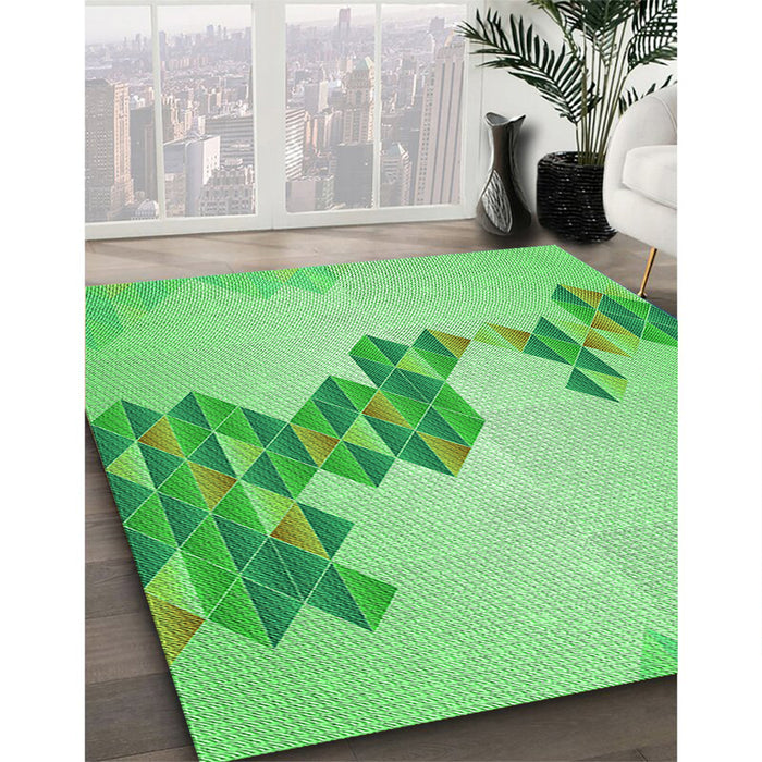 Machine Washable Transitional Green Rug in a Family Room, wshpat459grn