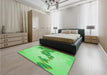 Patterned Green Rug in a Bedroom, pat459grn