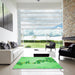 Square Patterned Green Rug in a Living Room, pat459grn