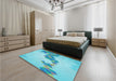 Patterned Blue Turquoise Green Rug in a Bedroom, pat459lblu