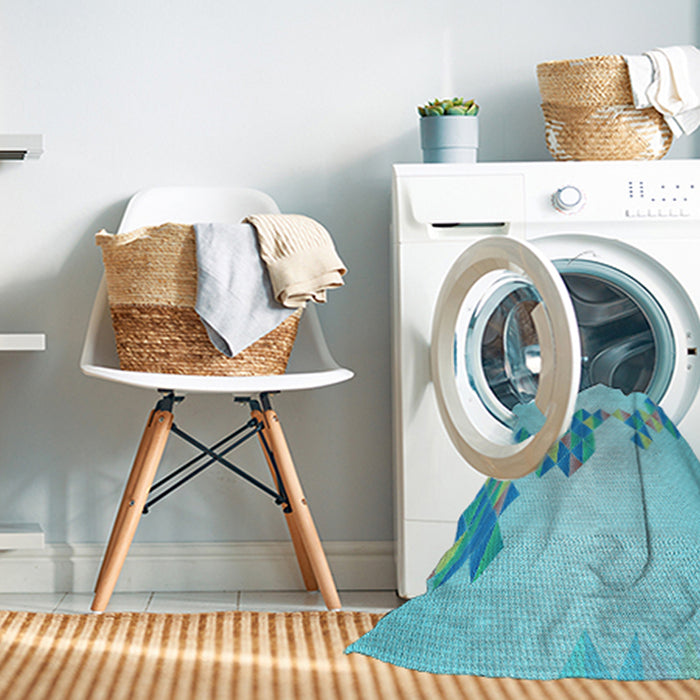 Machine Washable Transitional Blue Turquoise Green Rug in a Washing Machine, wshpat459lblu