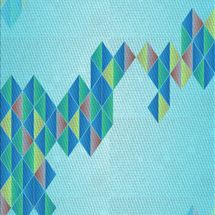 Patterned Blue Turquoise Green Rug, pat459lblu