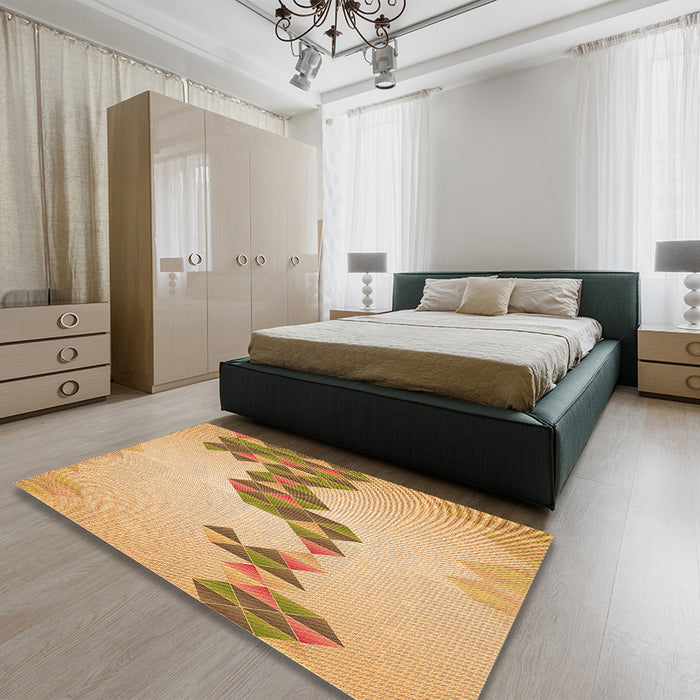 Patterned Orange Rug in a Bedroom, pat459org