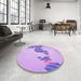 Round Patterned Purple Rug in a Office, pat459pur