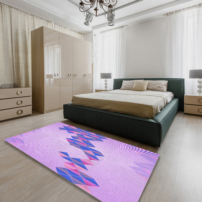 Patterned Purple Rug in a Bedroom, pat459pur