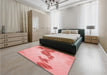 Patterned Pastel Pink Rug in a Bedroom, pat459rd