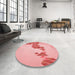 Round Patterned Pastel Pink Rug in a Office, pat459rd