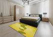 Patterned Yellow Rug in a Bedroom, pat459yw