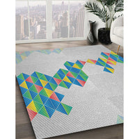 Patterned Light Slate Gray Novelty Rug, pat459