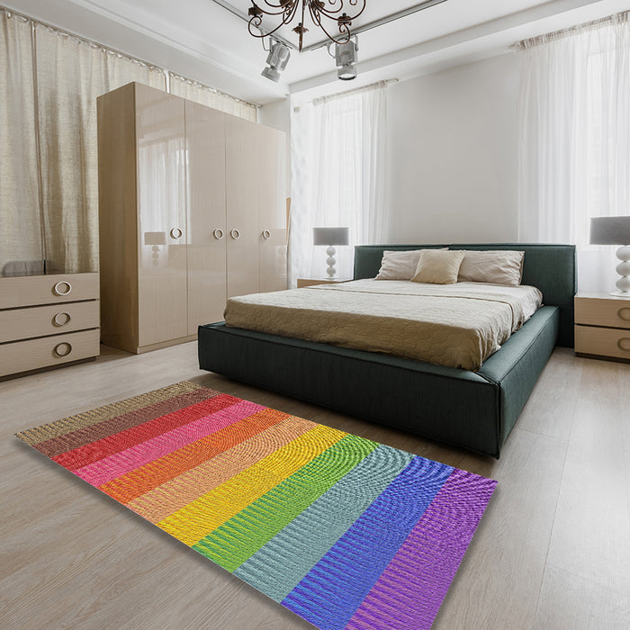 Patterned Brown Novelty Rug in a Bedroom, pat45