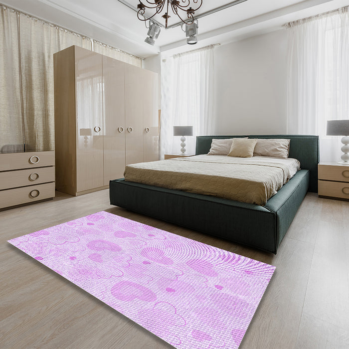 Patterned Violet Purple Rug in a Bedroom, pat460pur