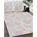 Patterned Pearl White Beige Novelty Rug in Family Room, pat460